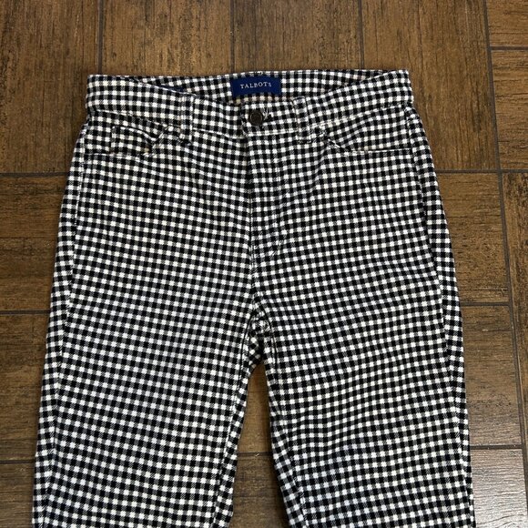 Talbots Black and White Check Velvet High Waist Straight Leg Jeans Size 2 Petite - Picture 10 of 10